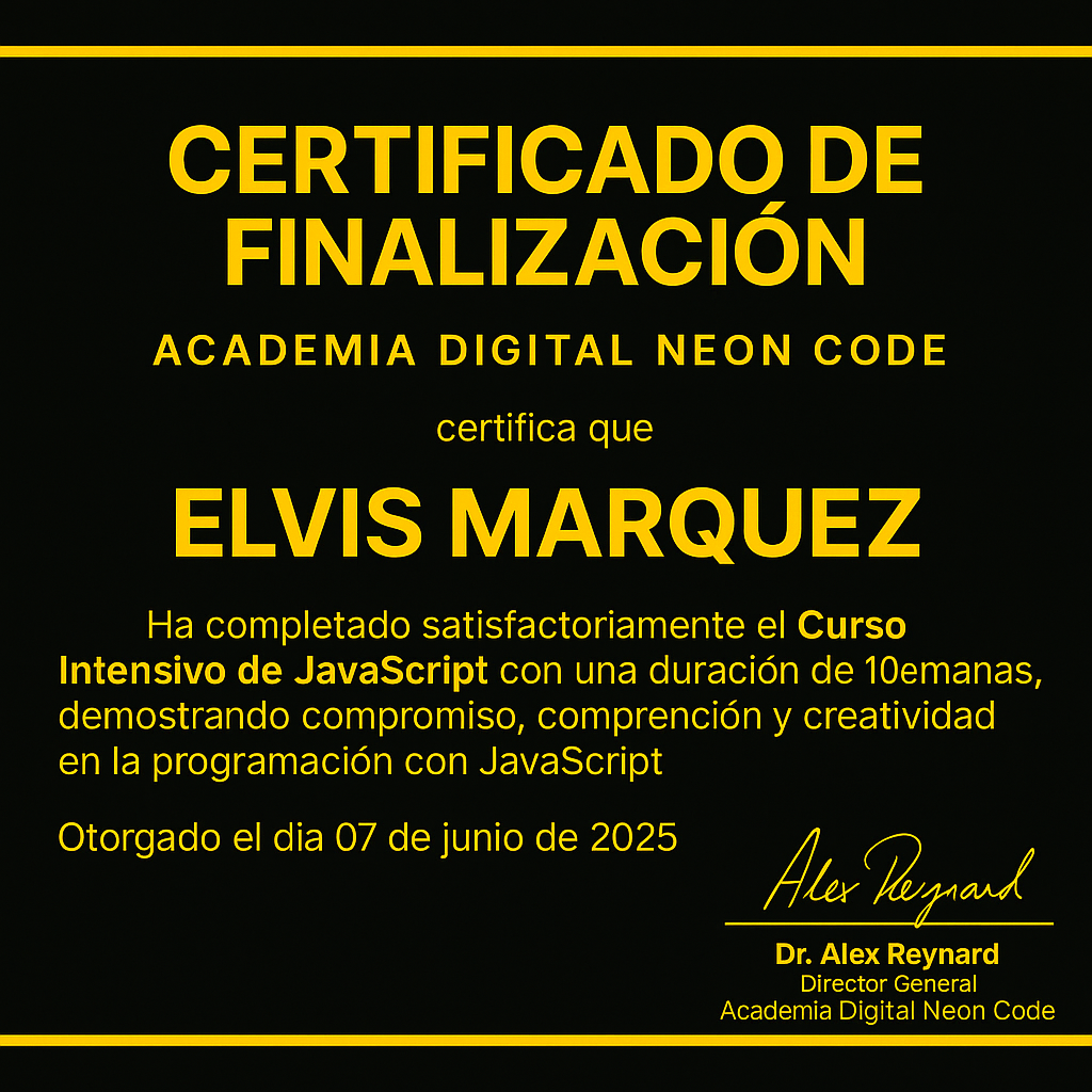 certificación en JavaScript Elvis Marquez